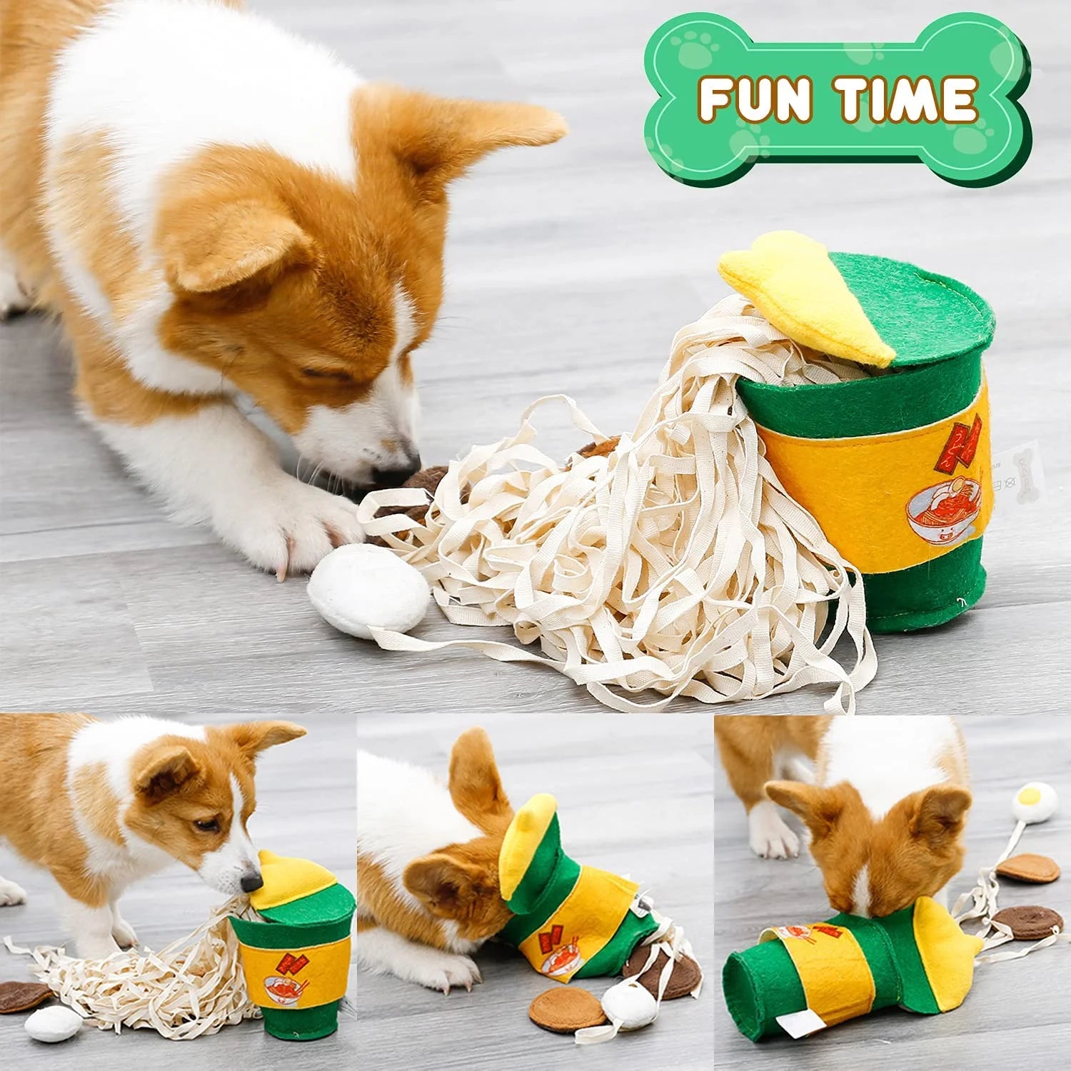 Dog Treat Toys Dog Squeaky Puzzle Enrichment Toy Snuffle Stuffed Toys for Dogs Tough Chew Teething Soft Puppy Toy (Noodles)