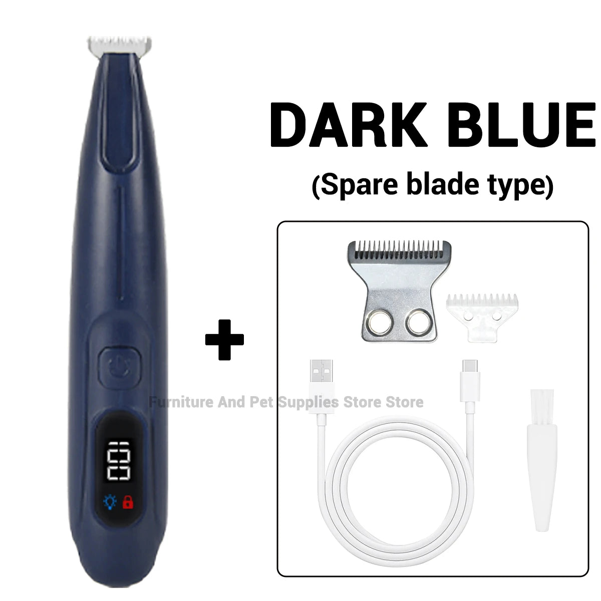 Pet Dog Electric Beauty Trimmer Waterproof Pet Foot Hair LED/UV Light Trimmer Low Noise Cat Dog Face Foot Ear Hip Claw Shaver