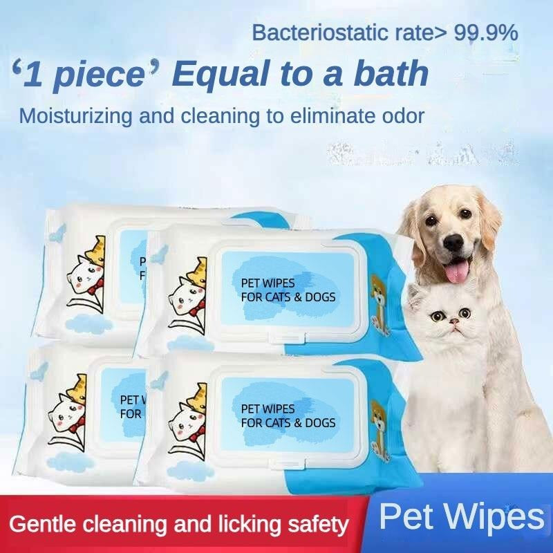 Dog Cat Pet Wet Wipes for Paws and Butt, Earseyes Plant-Based Pet Wipes, Unscented Dogwipes, Cleaning Deodorizing, Paw Wipes Fordogs Cats Pets