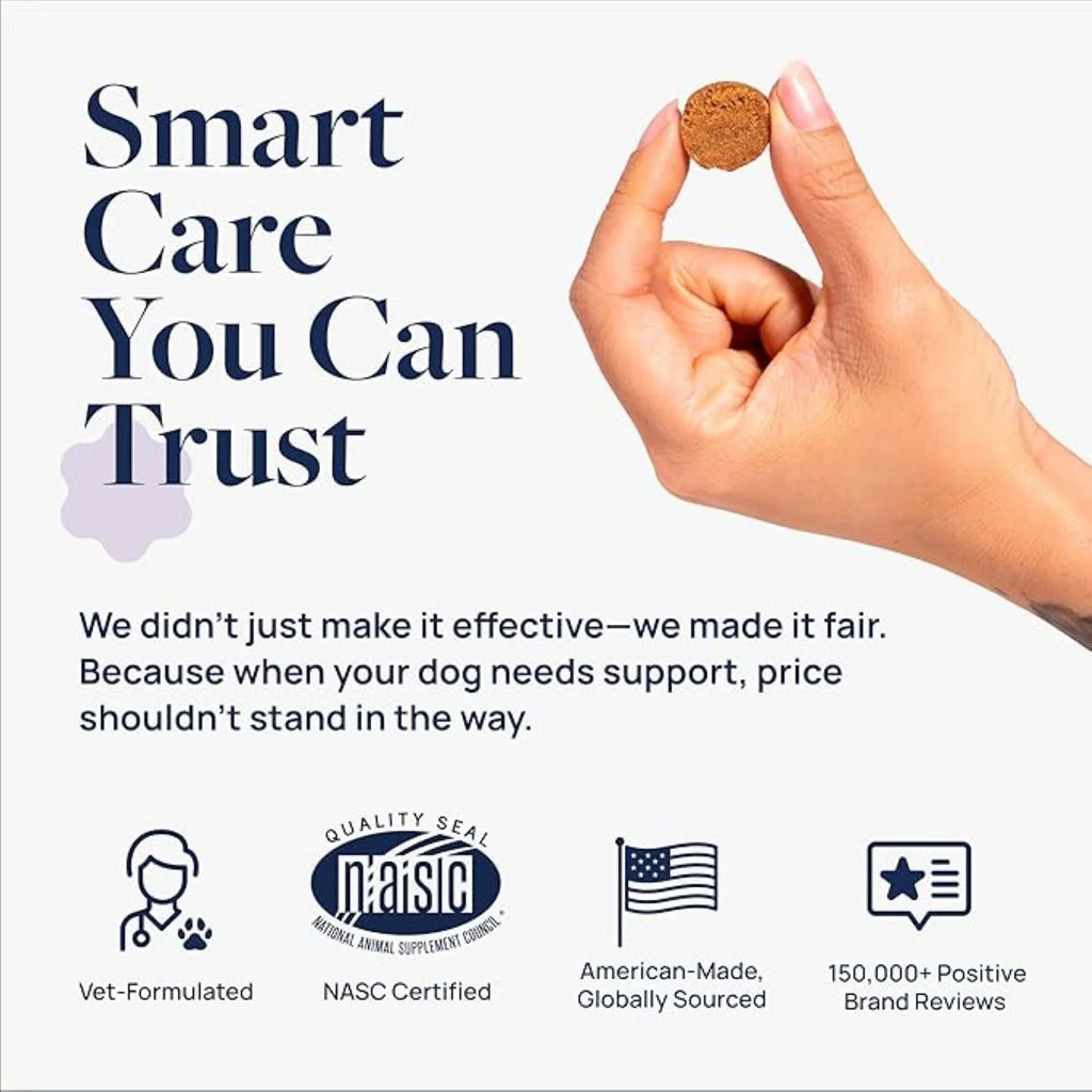 Smart Vitality Pet Calm Supplement for Dogs, Calming without Sleepiness, 60 Chews