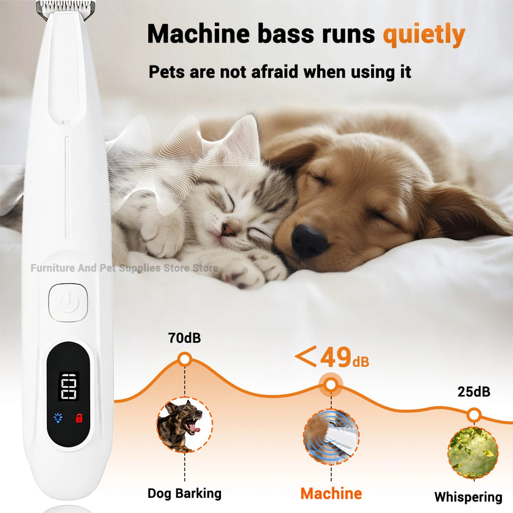 Pet Dog Electric Beauty Trimmer Waterproof Pet Foot Hair LED/UV Light Trimmer Low Noise Cat Dog Face Foot Ear Hip Claw Shaver