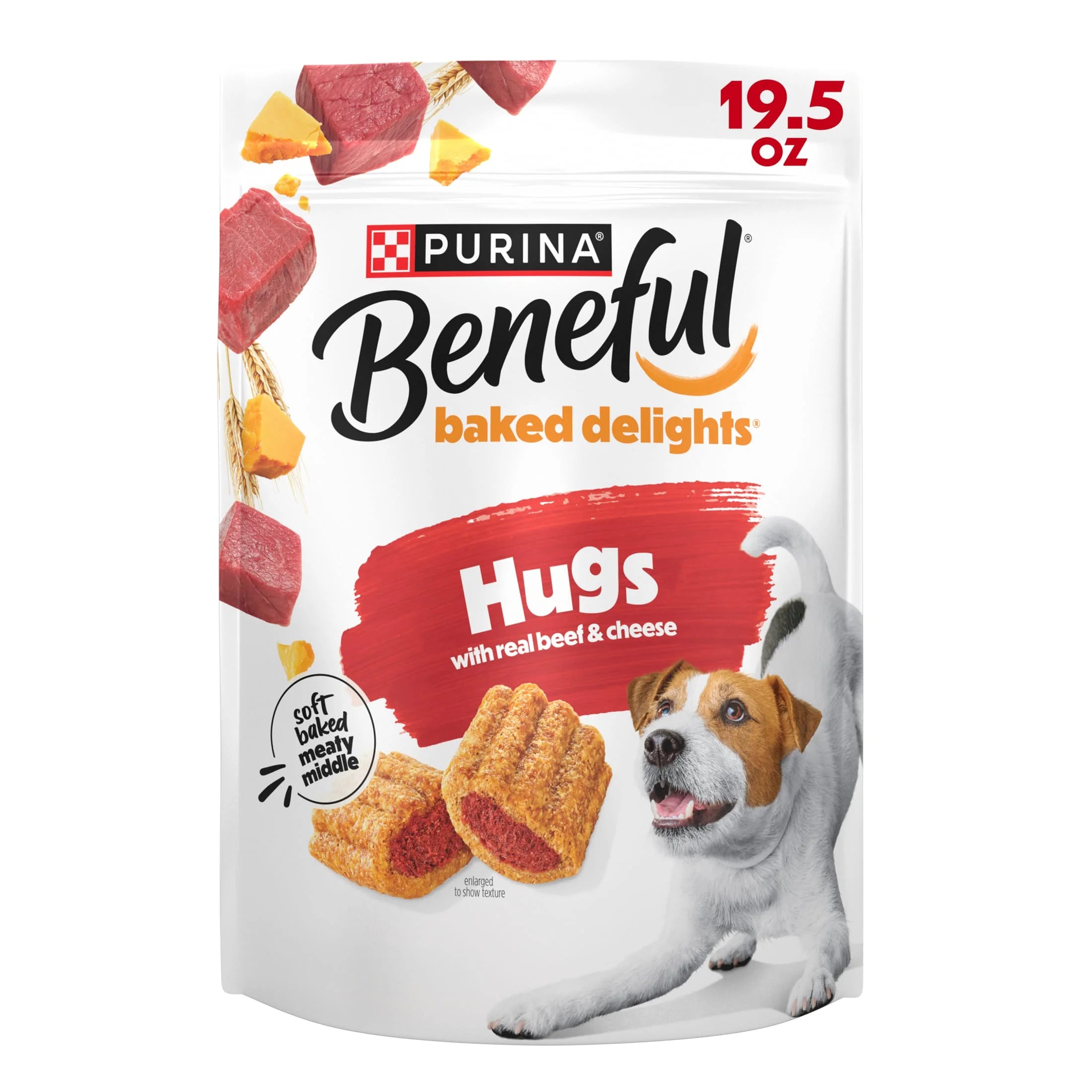 Purina  Baked Delights Hugs with Real Beef and Cheese Oven Baked Dog Treats, 19.5 Oz Pouch