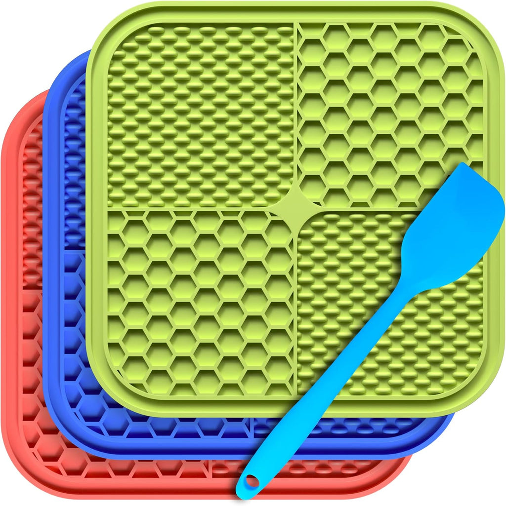 Ultimate Lick Mat Set for Dogs & Cats - Pack of 3 Slow Feeders to Combat Boredom & Anxiety, Perfect for Treats, Yogurt, and Peanut Butter