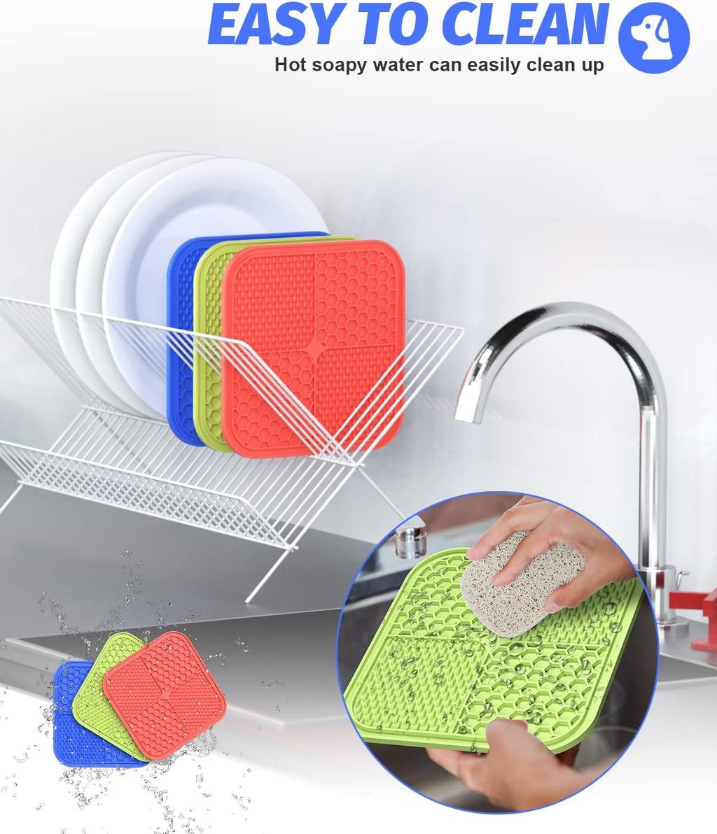 Ultimate Lick Mat Set for Dogs & Cats - Pack of 3 Slow Feeders to Combat Boredom & Anxiety, Perfect for Treats, Yogurt, and Peanut Butter