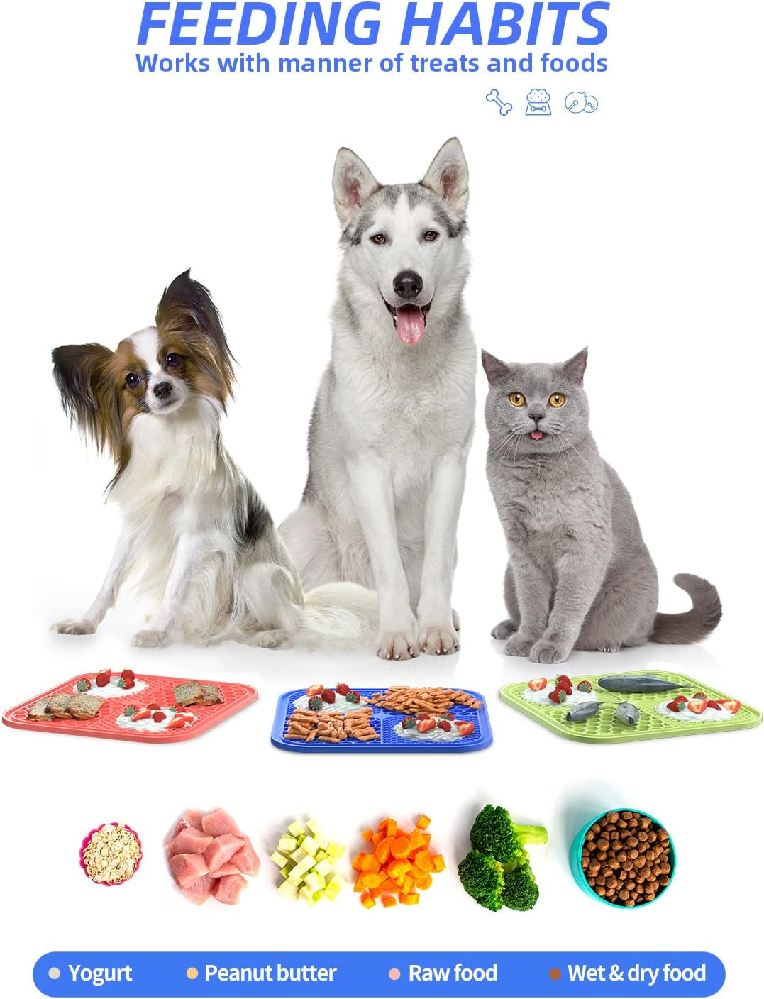 Ultimate Lick Mat Set for Dogs & Cats - Pack of 3 Slow Feeders to Combat Boredom & Anxiety, Perfect for Treats, Yogurt, and Peanut Butter