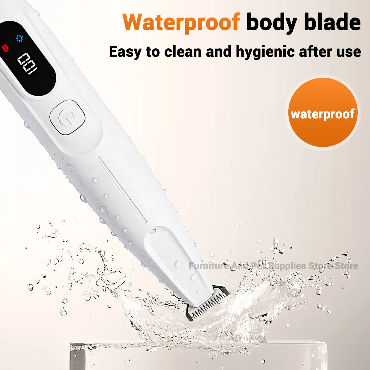 Pet Dog Electric Beauty Trimmer Waterproof Pet Foot Hair LED/UV Light Trimmer Low Noise Cat Dog Face Foot Ear Hip Claw Shaver